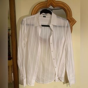 White Theory see though detailed button down blouse